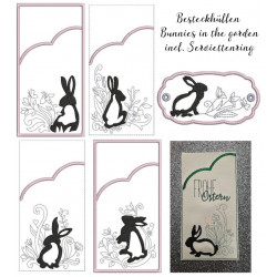 Stickserie ITH - Bunnies in the garden Bestecktaschen